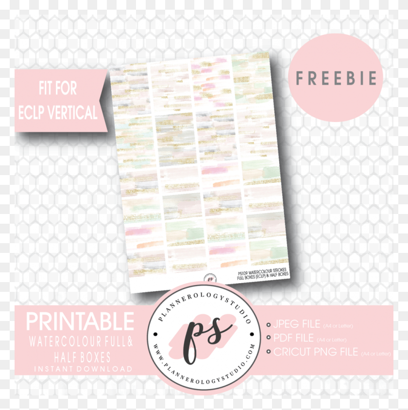 1019x1024 Watercolour Brushstrokes Full Amp Half Boxes Printable Christmas Stickers Planner, Flyer, Poster, Paper HD PNG Download