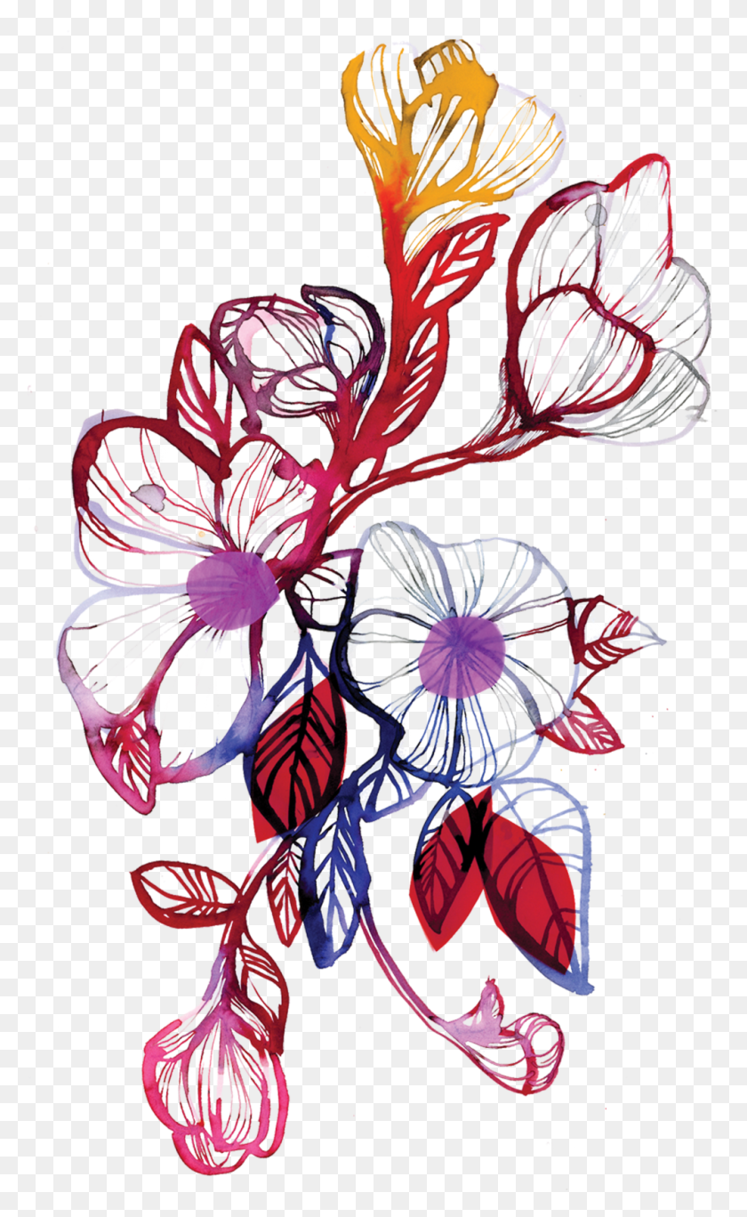 1003x1682 Watercolour Flowers Tattoo Sketch Tatouage En Couleur, Plant, Flower, Blossom HD PNG Download