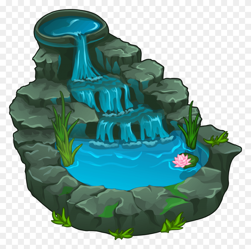 3916x3887 Waterfall Clipart Waterfall Clipart, Outdoors, Nature, Birthday Cake HD PNG Download