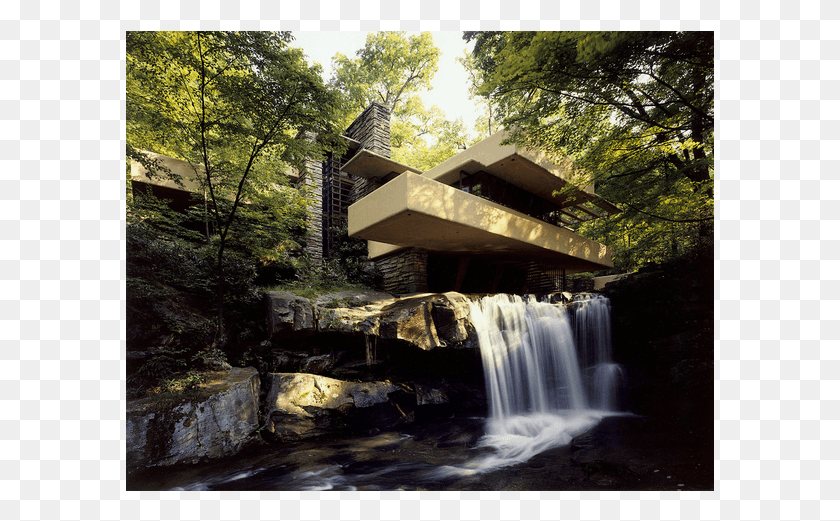 589x461 Waterfalls To Live Under Fallingwater House Bear Run, Outdoors, Nature, River HD PNG Download