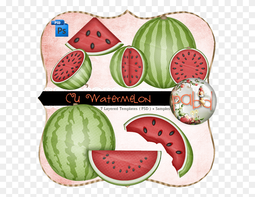 601x590 Watermelon Layered Template By Peek A Boo Designs Template, Plant, Fruit, Food HD PNG Download