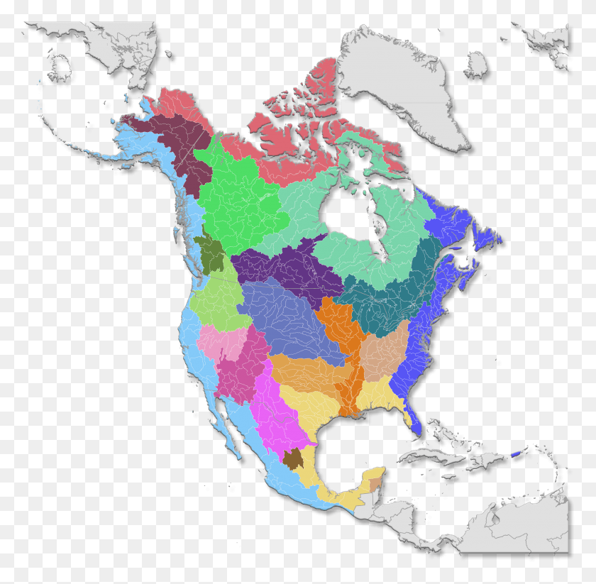 2626x2571 Descargar Png Mapa De La Cuenca De América Del Norte América Del Norte Png