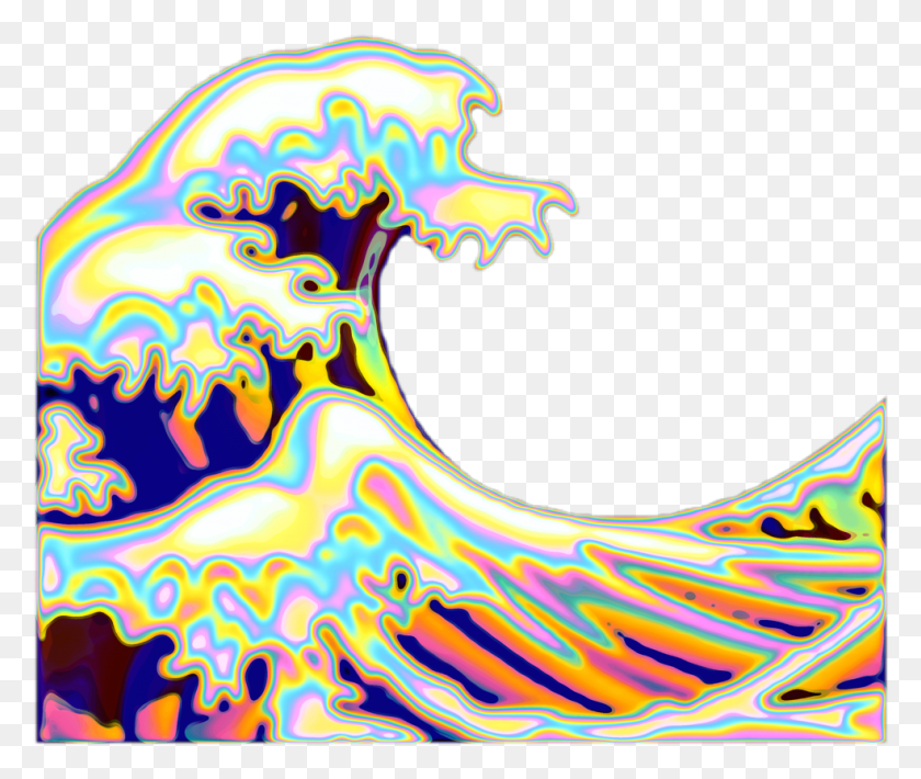 984x820 Wave Emoji Holographic Freetoedit Illustration, Pattern, Ornament, Sea HD PNG Download