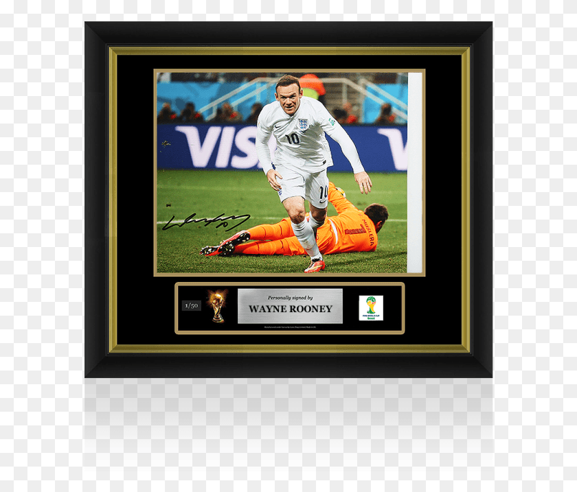 596x657 Wayne Rooney Official Fifa World Cup Signed And Framed Picture Frame, Person, Human, People HD PNG Download
