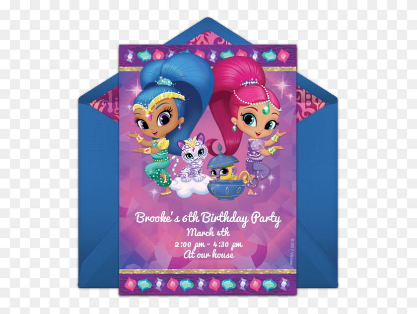 535x573 We Are Loving This Free Shimmer And Shine Invitación Shimmer And Shine Fiesta Invitaciones, Cartel, Anuncio, Volante Hd Png Descargar
