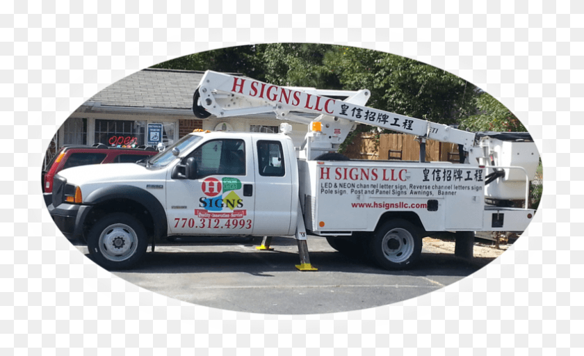 784x455 We Install And Remove Signs For Businesses Banner, Truck, Vehicle, Transportation HD PNG Download