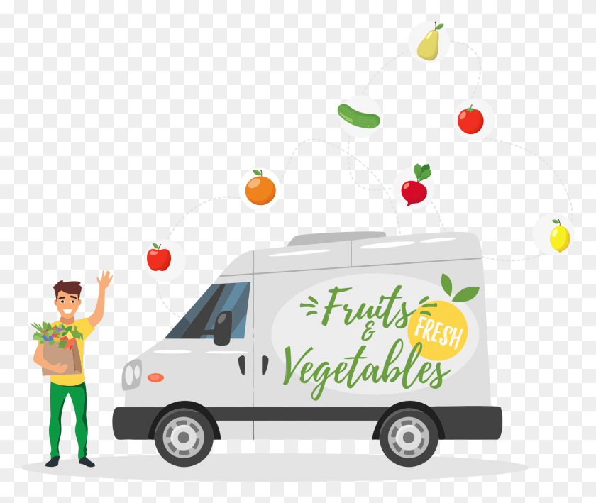 1701x1416 We Understand Your Business Needs And Can Provide Best Delivery Vegetable Cartoon, Person, Human, Van HD PNG Download