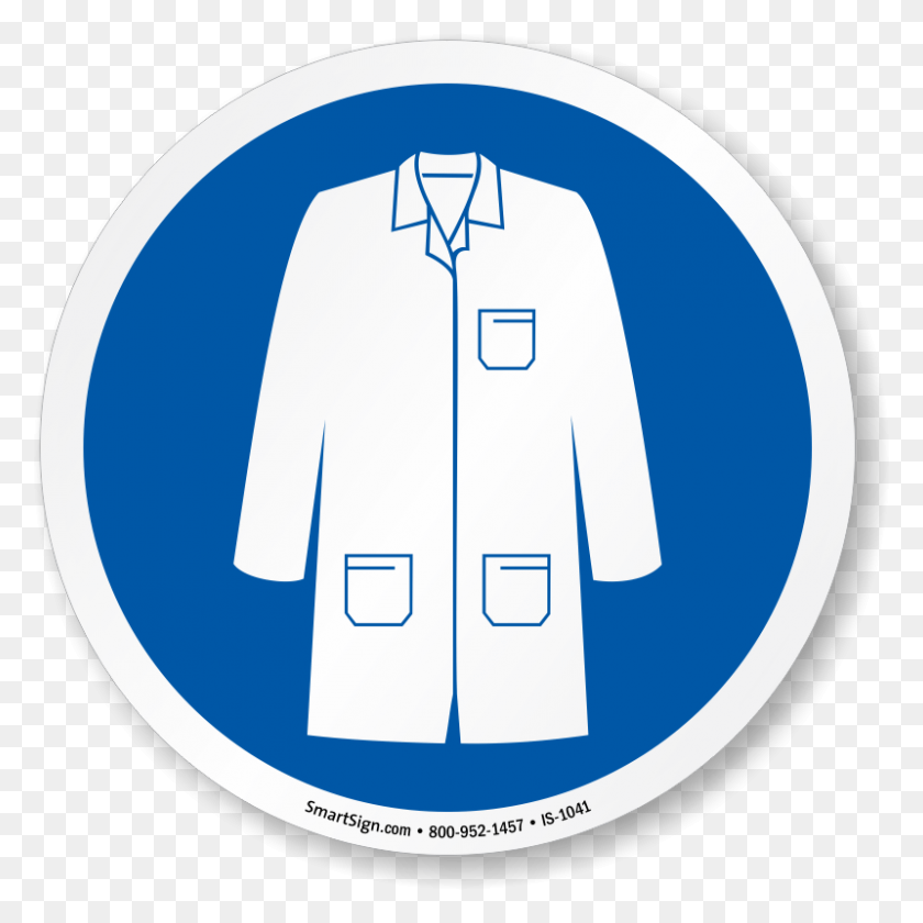 800x800 Wear Labcoat Iso Circle Sign Personal Protective Equipment Lab Coat, Symbol, Clothing, Apparel HD PNG Download