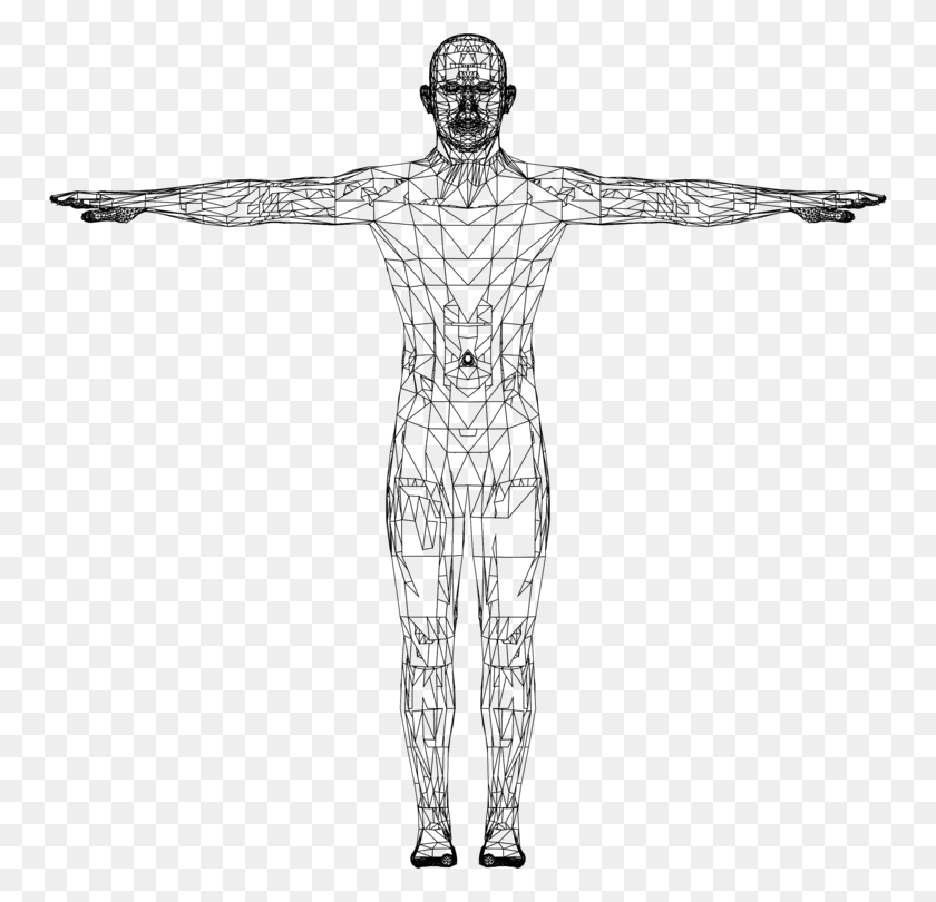 752x750 Website Wireframe Human Wire Frame Model Low Poly Diagram Human Figure Human Body Icon, Gray, World Of Warcraft HD PNG Download