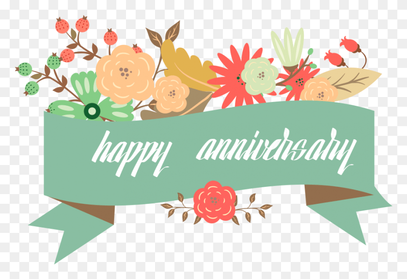 891x589 Wedding Anniversary Greeting Card Happy Wedding Anniversary, Graphics, Floral Design HD PNG Download
