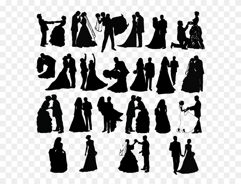 600x580 Wedding Couple Silhouette Pic Wedding Couple Silhouette Vector Free, Person, Human HD PNG Download
