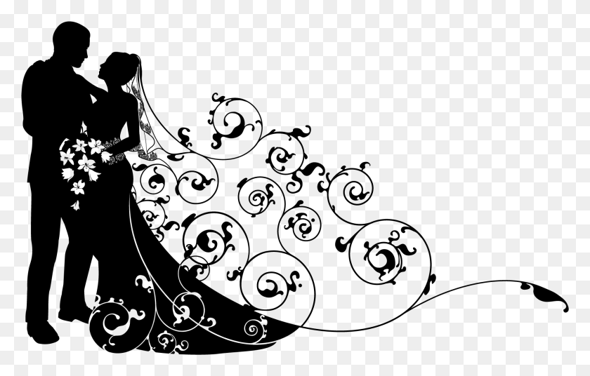 1848x1130 Wedding Dress Silhouette Novios Blanco Y Negro, Gray, World Of Warcraft HD PNG Download