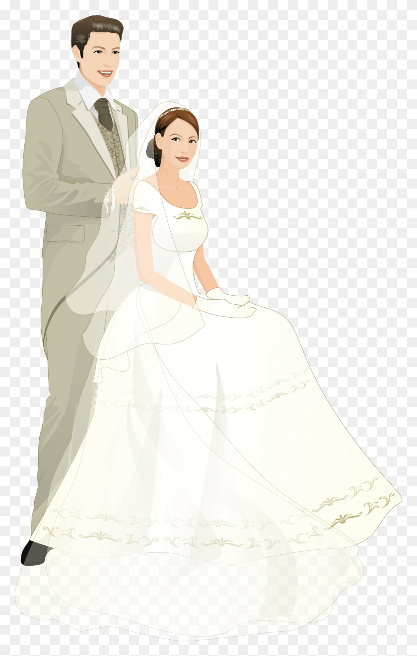 Жених и невеста на белом фоне