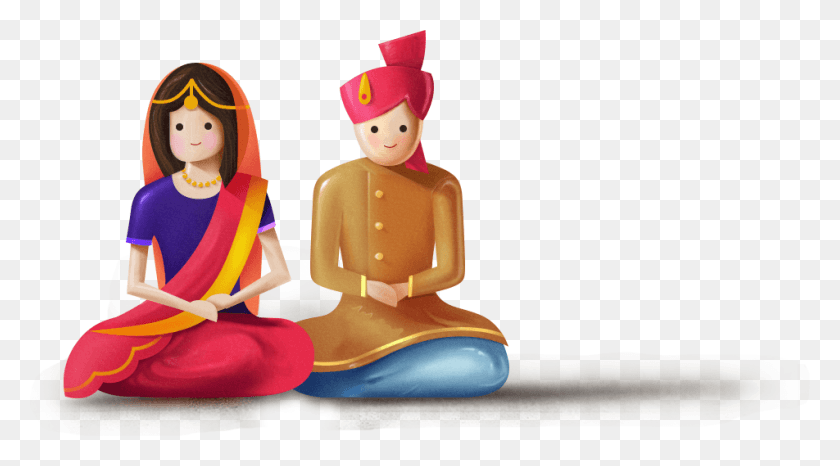 952x496 Wedding Indian Indian Wedding Couple Animated, Person, Human, People Descargar Hd Png
