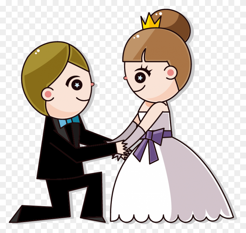 787x741 Wedding Invitation Cartoon Bride Girl Boy Cartoon, Performer, Female, Snowman HD PNG Download