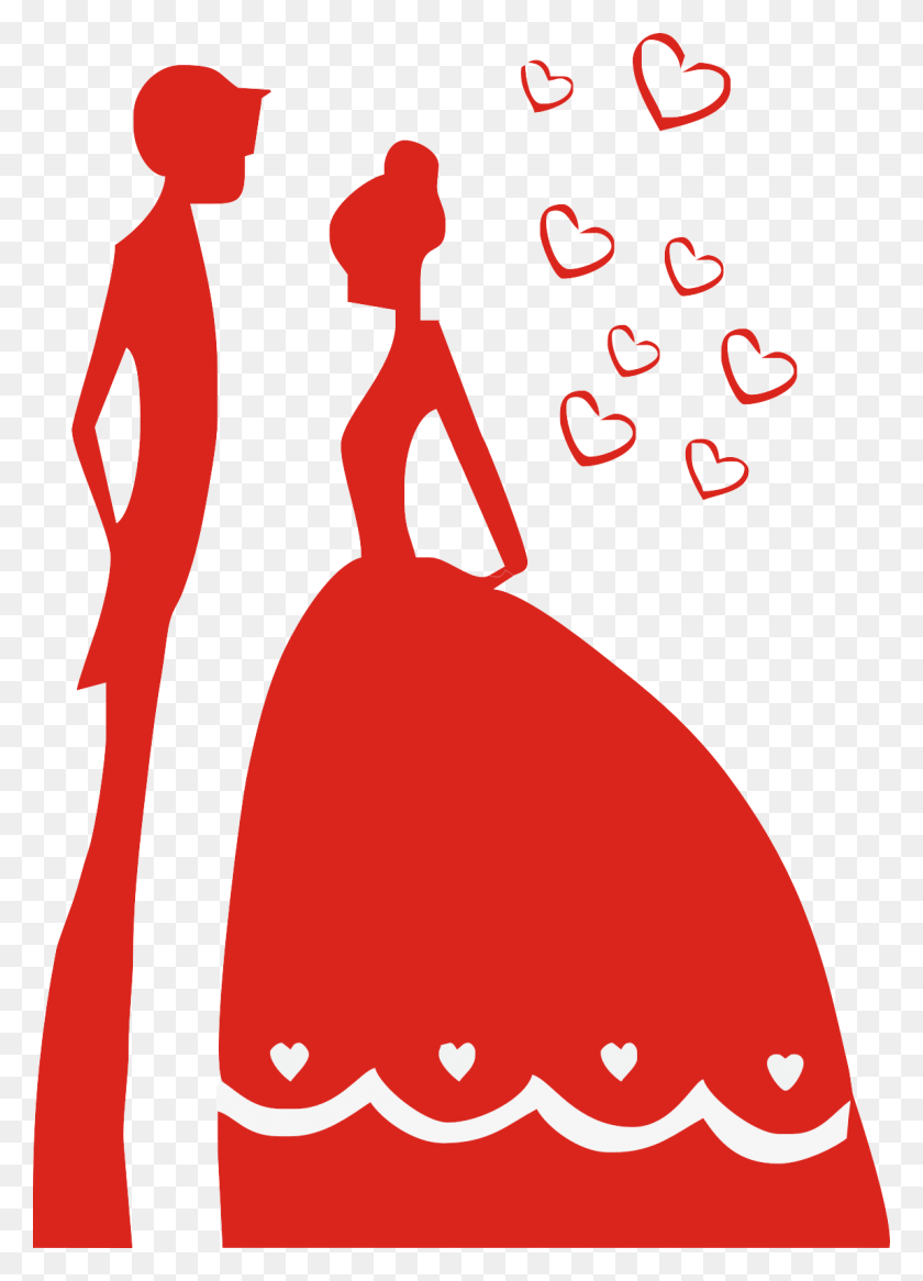 1149x1630 Wedding Invitation Silhouette Cartoon Krasnij Para Siluet, Dress, Clothing, Apparel HD PNG Download