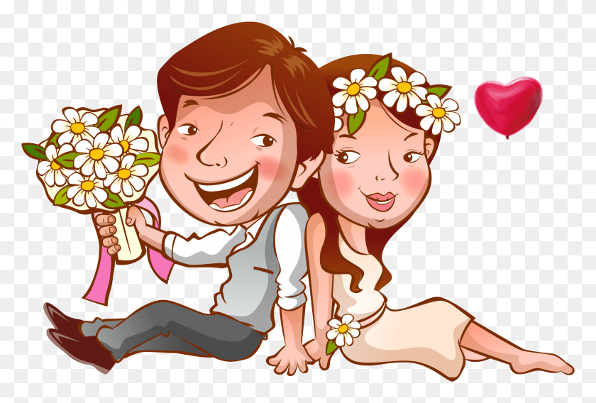 2130x1389 Wedding Invitation Template Cartoon Lovely Couple Cartoon, Person, Human, Food HD PNG Download