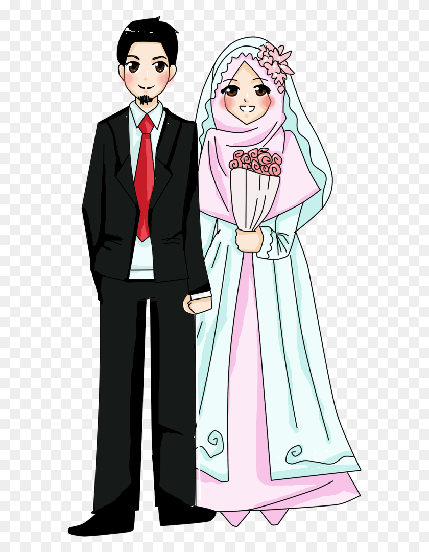 578x1020 Wedding Muslim Wedding Cartoon Muslim, Tie, Clothing, Person HD PNG Download