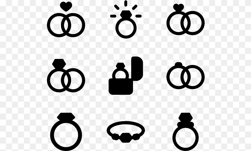 Wedding Ring Icons Ringe, Gray Sticker PNG