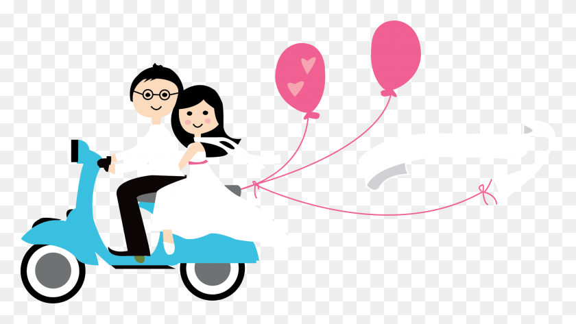 1794x951 Wedding Vespa Kartun Just Married Vespa, Ball, Balloon, Transportation HD PNG Download