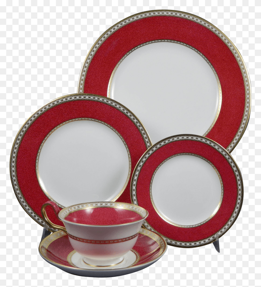 1797x1991 Wedgwood Ulander Ruby W1813 Complete 5 Pc Place Setting Ceramic, Saucer, Pottery, Porcelain HD PNG Download