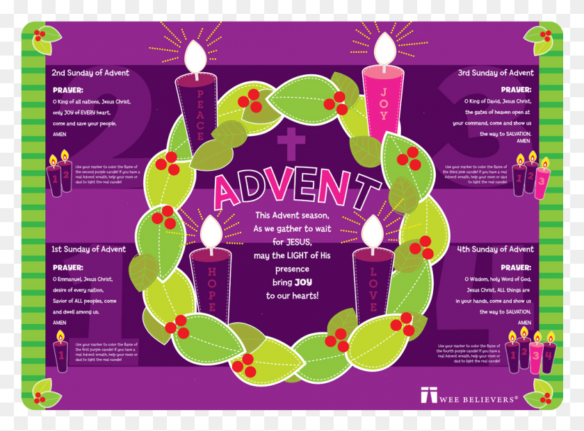 1001x720 Wee Believers Doesn39T Make This Placemat Anymore Advent Wreath Color And Meaning, Флаер, Плакат, Бумага, Hd Png Скачать