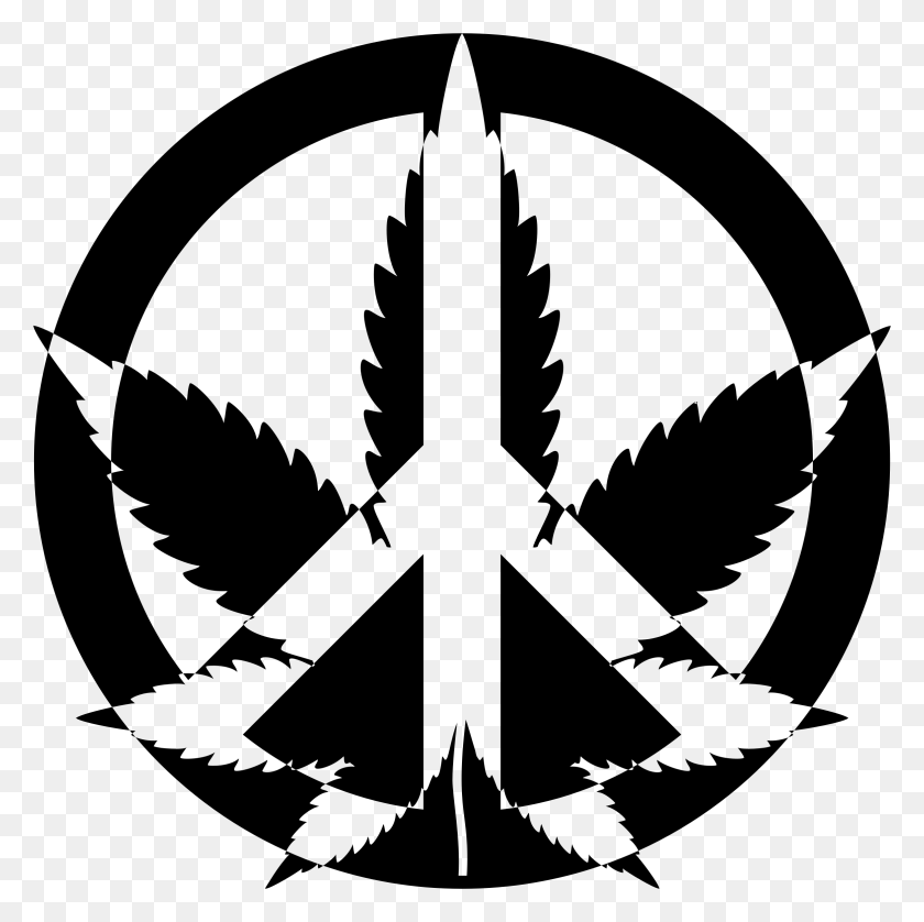 2328x2324 Weed Leaf File Simple Marijuana Leaf Peace Weed Logo, Gray, World Of Warcraft HD PNG Download