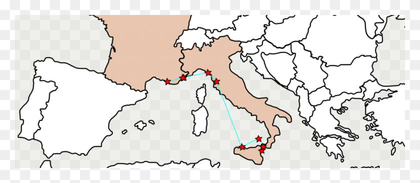 1000x393 Semanas En El Sur De Francia Cinque Terre Y Sicilia Europa Mapa Contorno, Diagrama, Trama, Atlas Hd Png