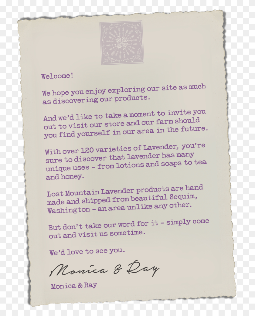 730x981 Welcome Letter For Lost Mountain Lavender Book, Text, Handwriting HD PNG Download