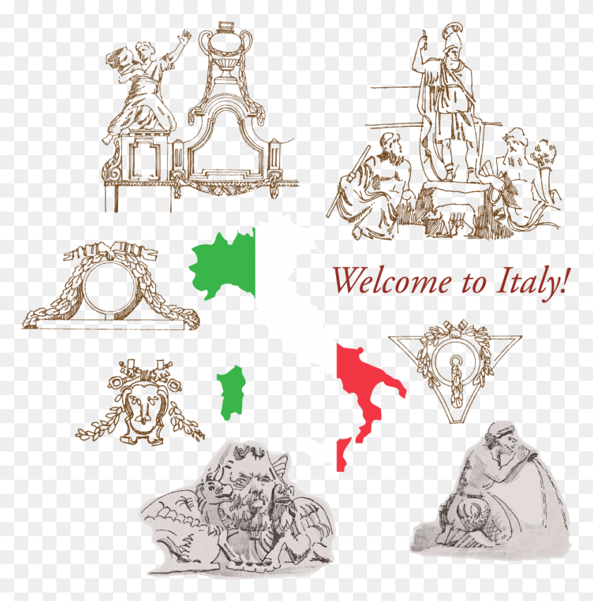 927x942 Welcome To Italy Image Italy Map Transparent Background, Symbol, Text, Logo HD PNG Download