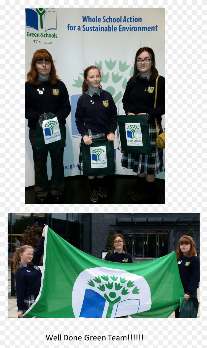 830x1438 Well Done Green Team Eco Schools Silver Award, Person, Clothing, Flag HD PNG Download