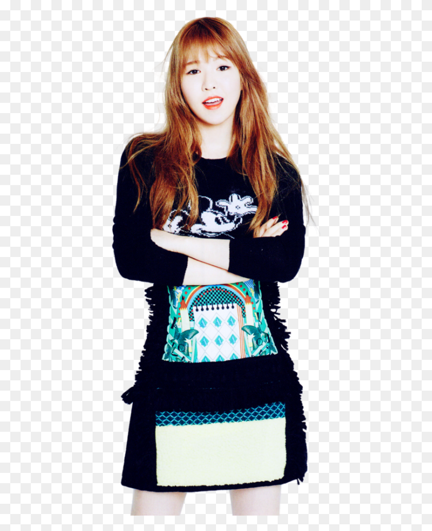409x973 Wendy Wendy Red Velvet Black And White, Clothing, Apparel, Person HD PNG Download