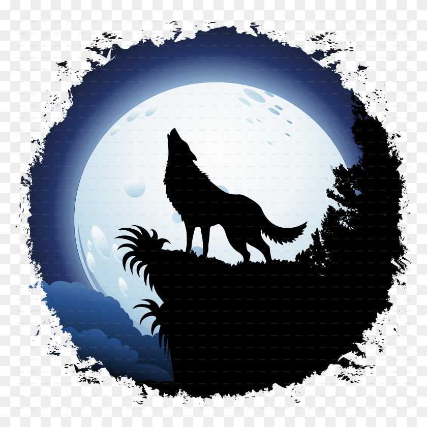6500x6500 Werewolf Clipart Howling Moon Wolf Howling At The Moon Clipart HD PNG Download