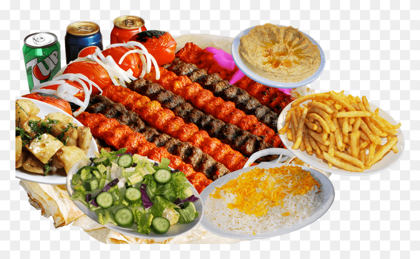 882x517 West Island Mixed Kafta Grills French Fries, Meal, Food, Platter HD PNG Download