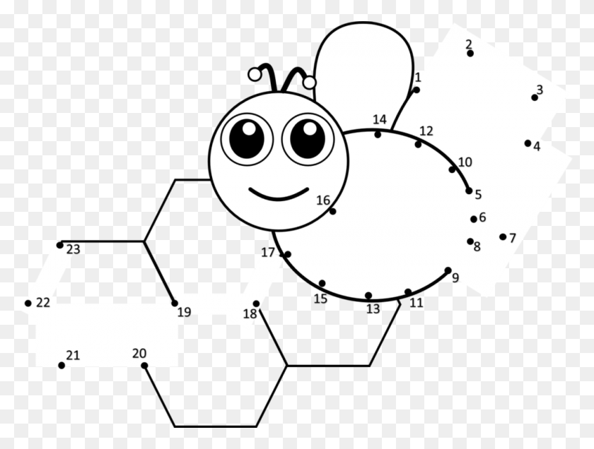 1014x750 Western Honey Bee Connect The Dots Coloring Book Line Dot To Dot Bee HD PNG Download
