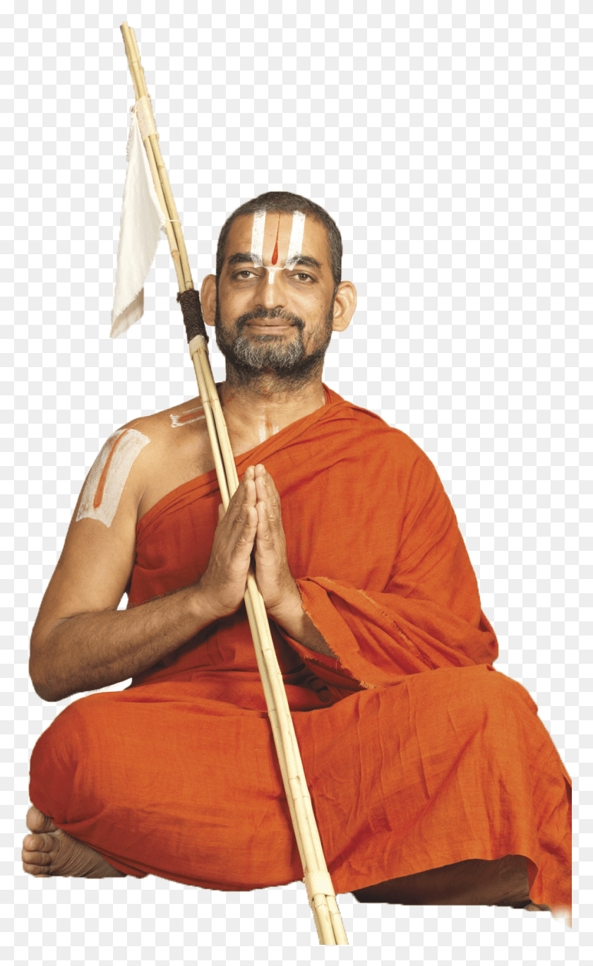 947x1589 What Is Tridandam And Its Significance Chinna Jeeyar Swamy Photos, Person, Human, Monk HD PNG Download