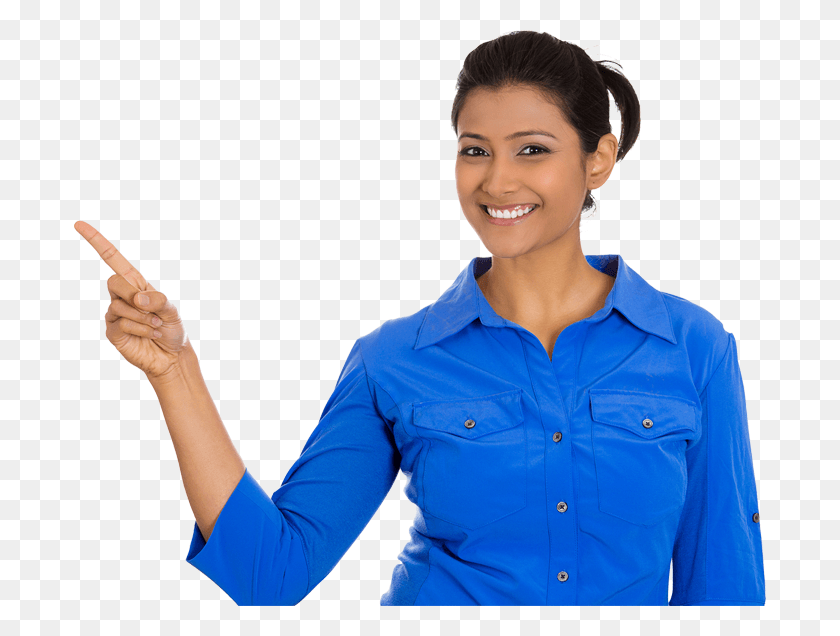 692x576 What Our Customers Are Saying Female Pointing Out Transparent, Sleeve, Clothing, Apparel HD PNG Download