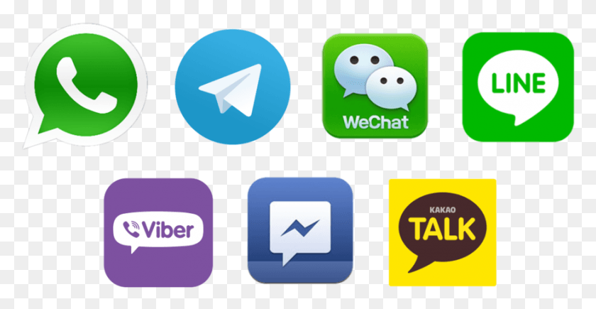 876x422 Descargar Png Whatsapp Telegram Viber Wechat Wechat Whatsapp Viber Logotipo, Texto, Etiqueta, Símbolo Hd Png