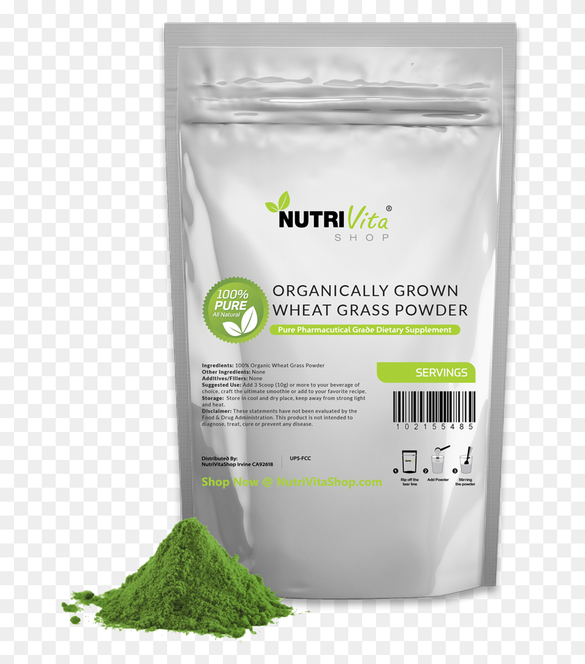 665x893 Wheat Grass Powder Usda Certified Organic Spirulina, Bottle, Plant, Cosmetics HD PNG Download