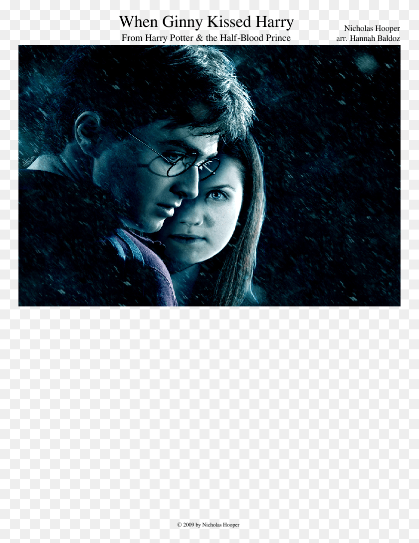 767x1028 When Ginny Kissed Harry Sheet Music Composed By Nicholas Harry Potter And Ginny Weasley, Face, Person, Glasses HD PNG Download