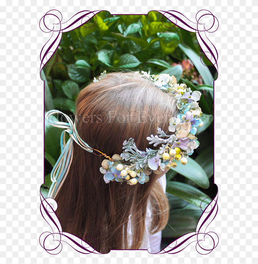 587x801 Whimsical Garden Style Flower Girl Floral Hair Crown Headpiece, Accessories, Accessory, Jewelry Descargar Hd Png