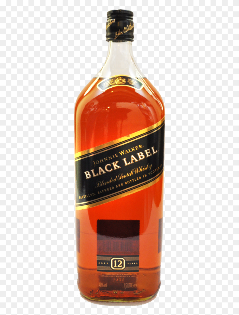 321x1044 Whisky Johnnie Walker Black Label 12 Years 15l Glass Bottle, Liquor, Alcohol, Beverage HD PNG Download