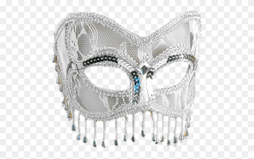 501x465 White Amp Silver Masquerade Mask White Masquerade Mask, Crib, Furniture, Aluminium HD PNG Download