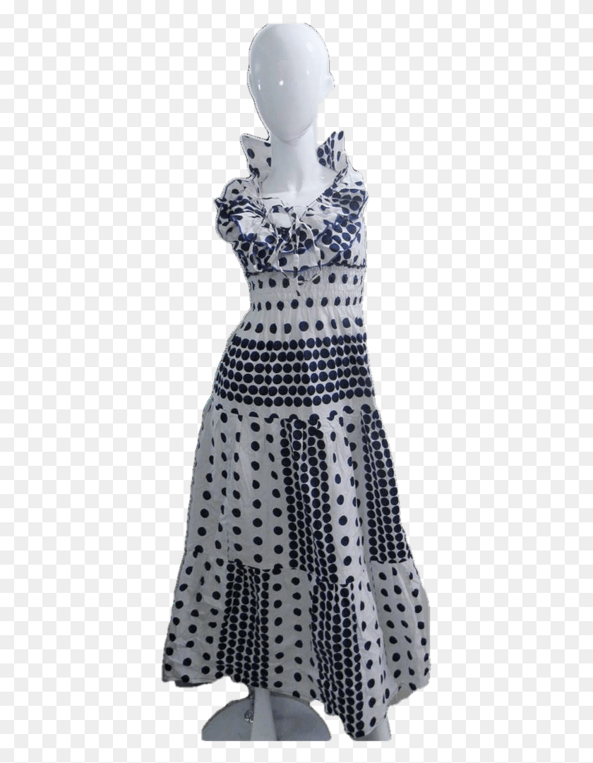 385x1021 White And Blue Polka Dots African Dress Polka Dot, Clothing, Apparel, Apron HD PNG Download