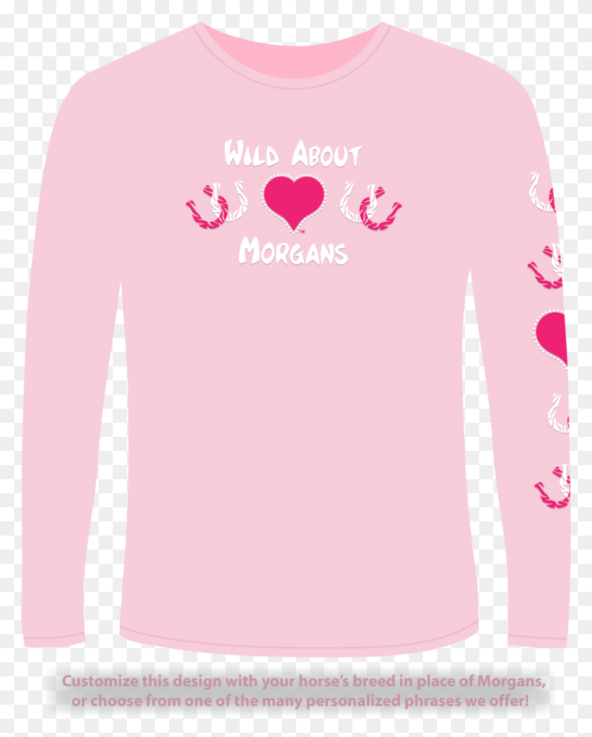 947x1198 White And Passionate Pink Horseshoeshearts On Light Long Sleeved T Shirt, Word, T-shirt, Clothing HD PNG Download