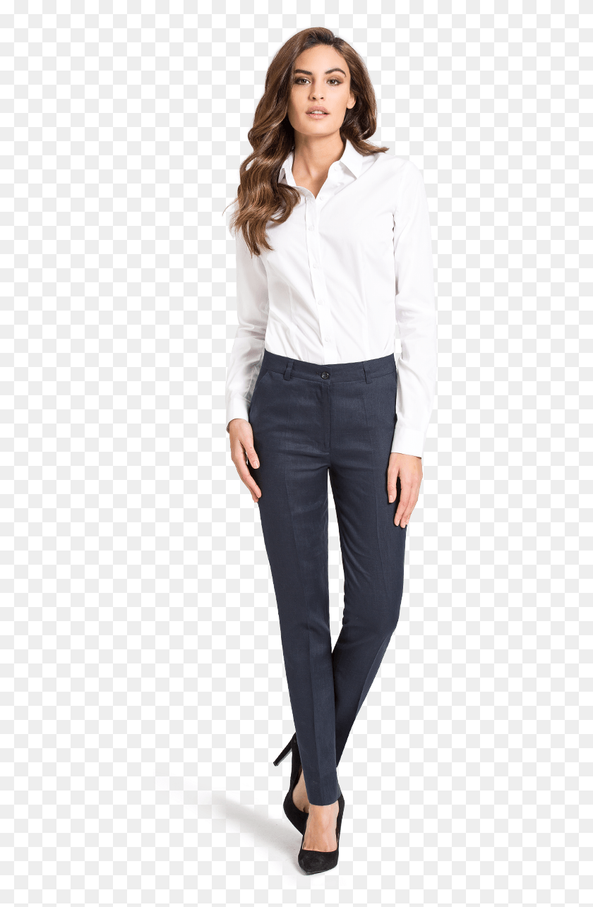 408x1225 White Business Woman Shirt Formal Shirt And Trouser For Ladies, Clothing, Apparel, Pants Descargar Hd Png