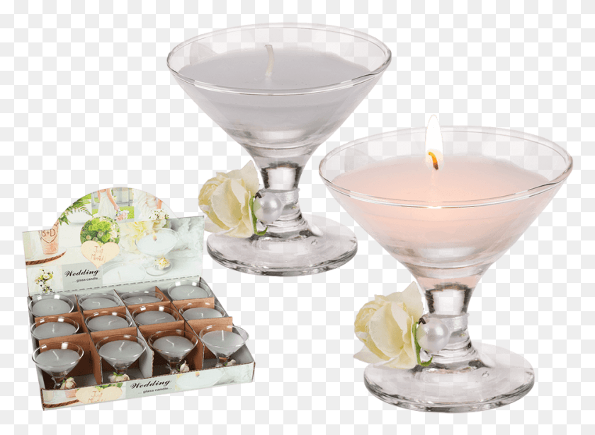 934x665 White Candle In Champagne Glass With Rose Amp Pearl Deco Martini Glass, Cocktail, Alcohol, Beverage HD PNG Download