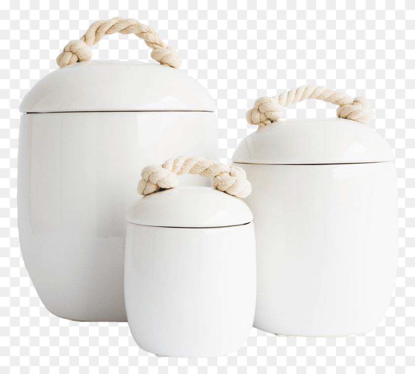 1014x906 White Canister With Rope Handle Lid, Porcelain, Pottery Descargar Hd Png