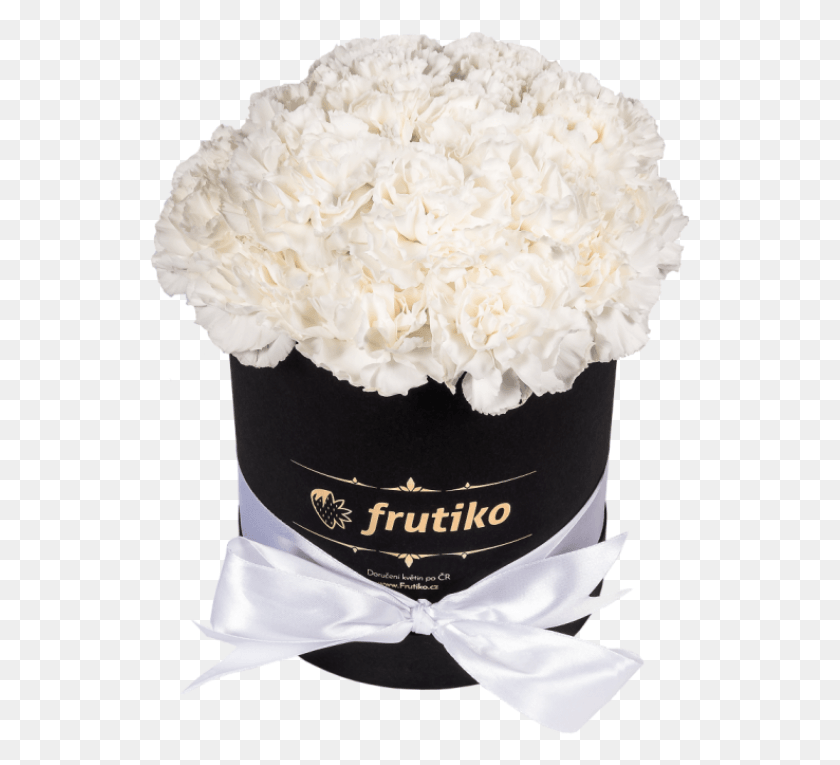541x705 White Carnations Black Oval Box Hydrangea, Cream, Dessert, Food HD PNG Download