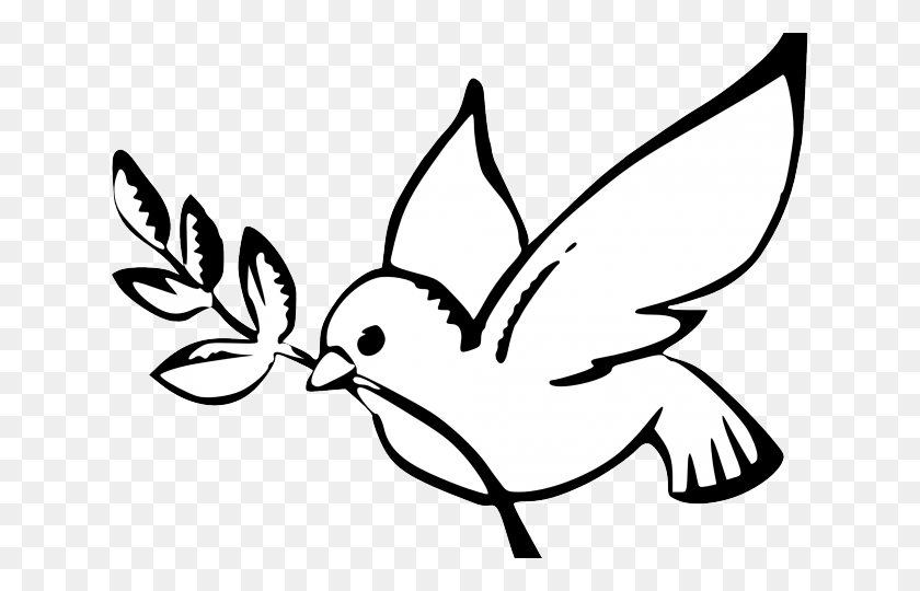 640x480 White Dove Clipart Peace Peace Clip Art Black And White, Stencil, Animal, Bird HD PNG Download